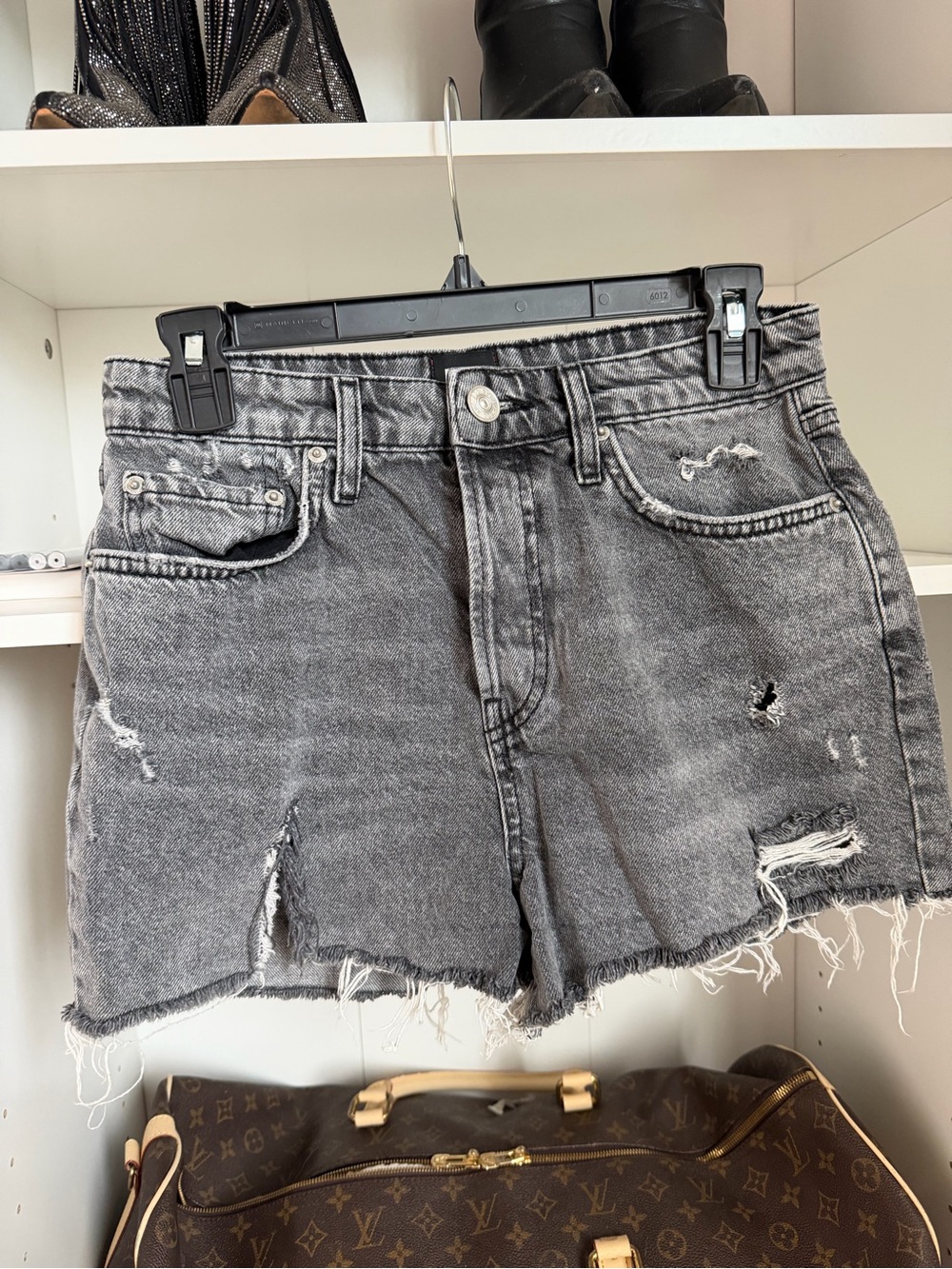 BDG Blackened Gray Distressed High-Rise Jean Shorts